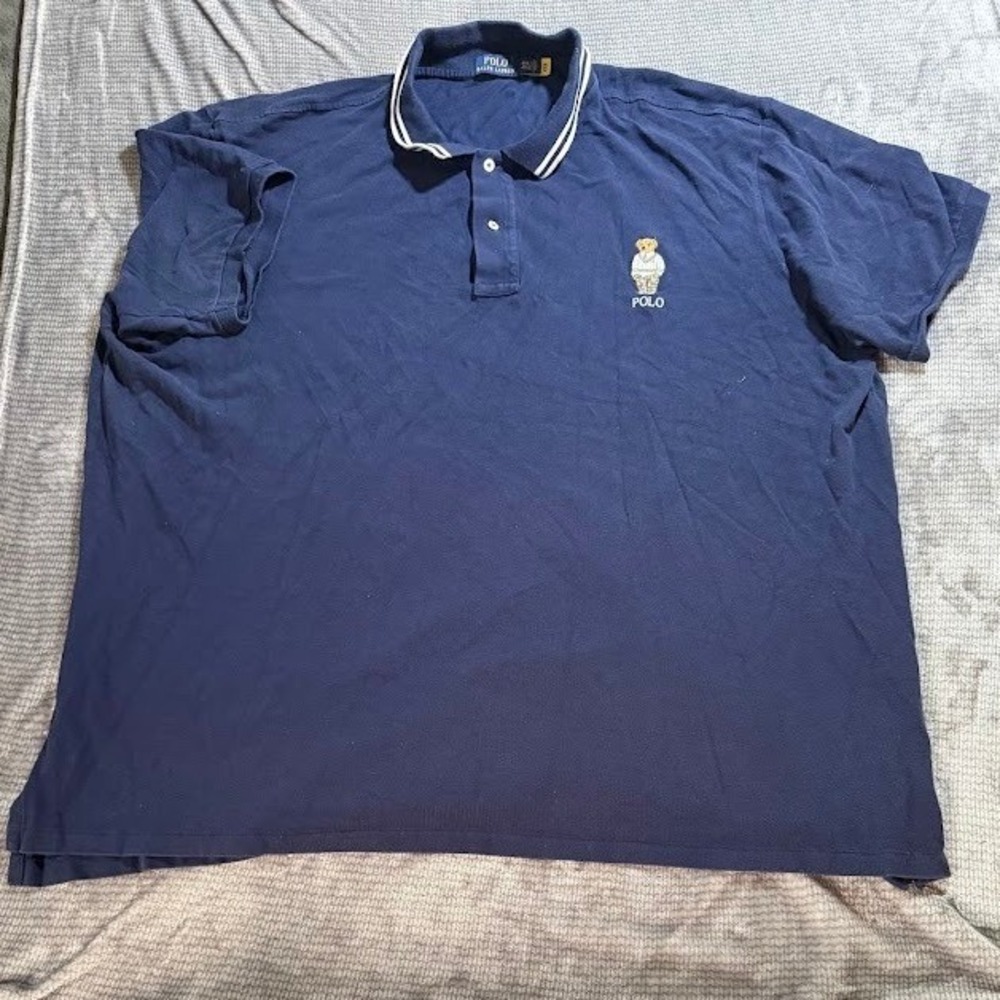 Polo Ralph Lauren Mens 4XB Navy Blue Polo Bear Cotton Pique Short Sleeve Shirt